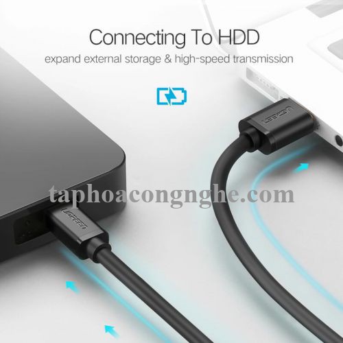 Ugreen 10354 0.5M màu Đen Cáp sạc truyền dữ liệu USB 2.0 sang MINI USB đầu mạ vàng US132 30010354